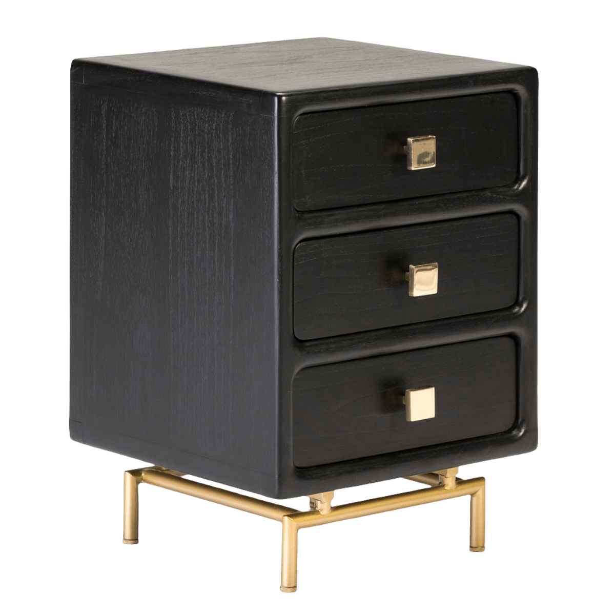 Madera Metal Negro Dorado Bedside Table - Ideal Furniture ES