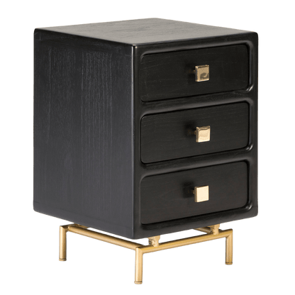 Madera Metal Negro Dorado Bedside Table - Ideal Furniture ES