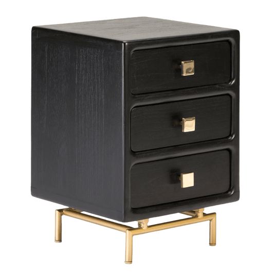 Madera Metal Negro Dorado Bedside Table - Ideal Furniture ES