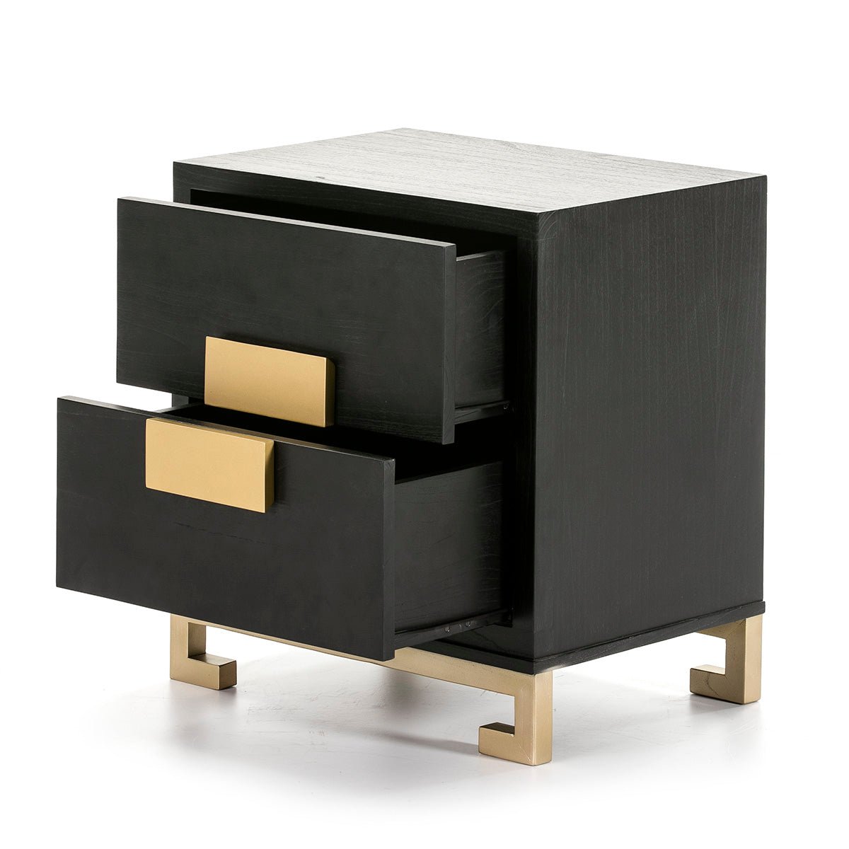 Madera Negro Dorado Bedside Table - Ideal Furniture ES