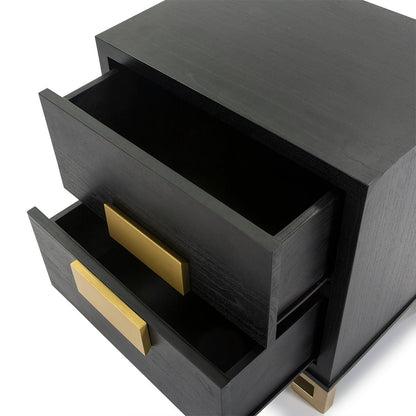 Madera Negro Dorado Bedside Table - Ideal Furniture ES
