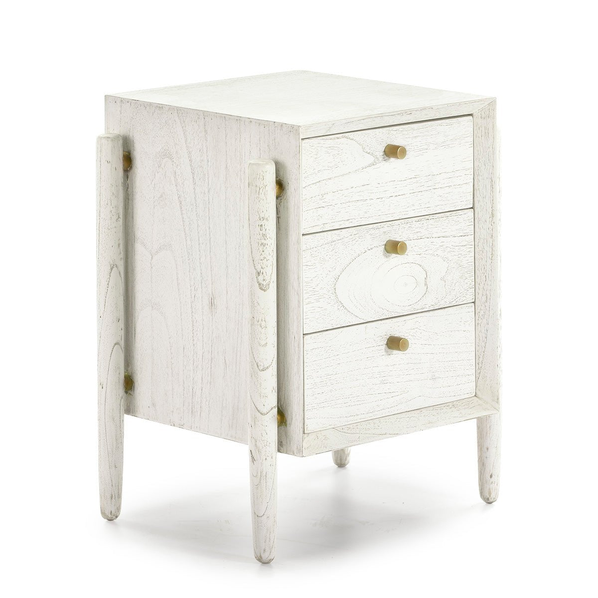 Madera Marron/White Bedside Table - Ideal Furniture ES
