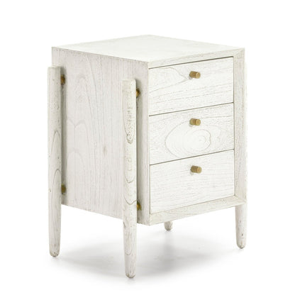 Madera Marron/White Bedside Table - Ideal Furniture ES