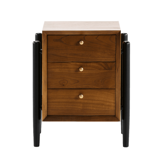 Madera Marron/White Bedside Table - Ideal Furniture ES