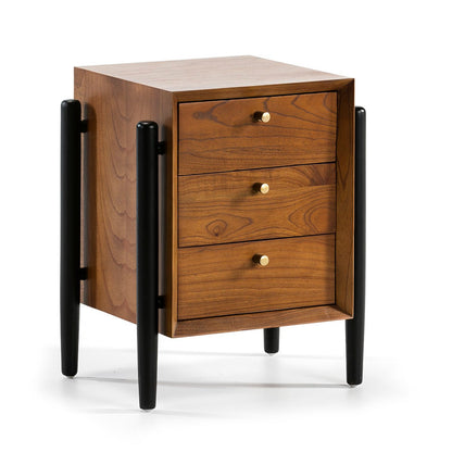 Madera Marron/White Bedside Table - Ideal Furniture ES