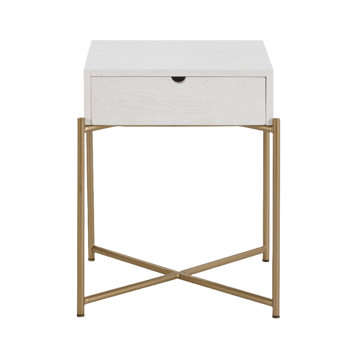 Madera Cedro White/Metal Bedside Table - Ideal Furniture ES