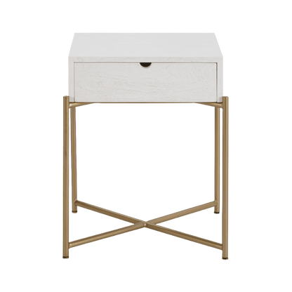 Madera Cedro White/Metal Bedside Table - Ideal Furniture ES