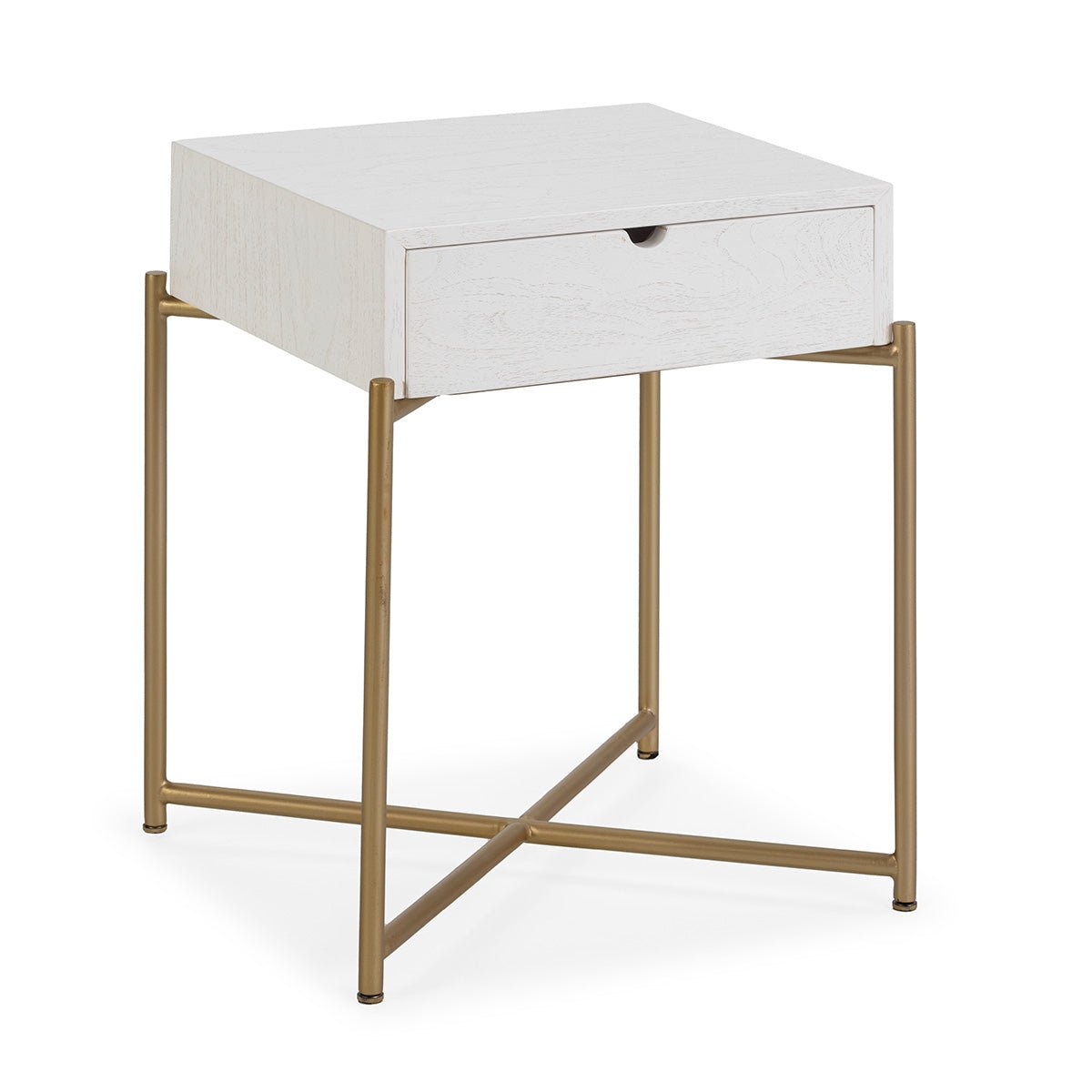Madera Cedro White/Metal Bedside Table - Ideal Furniture ES