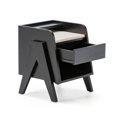 Madera Cedro and Marmol Black Bedside Table - Ideal Furniture ES