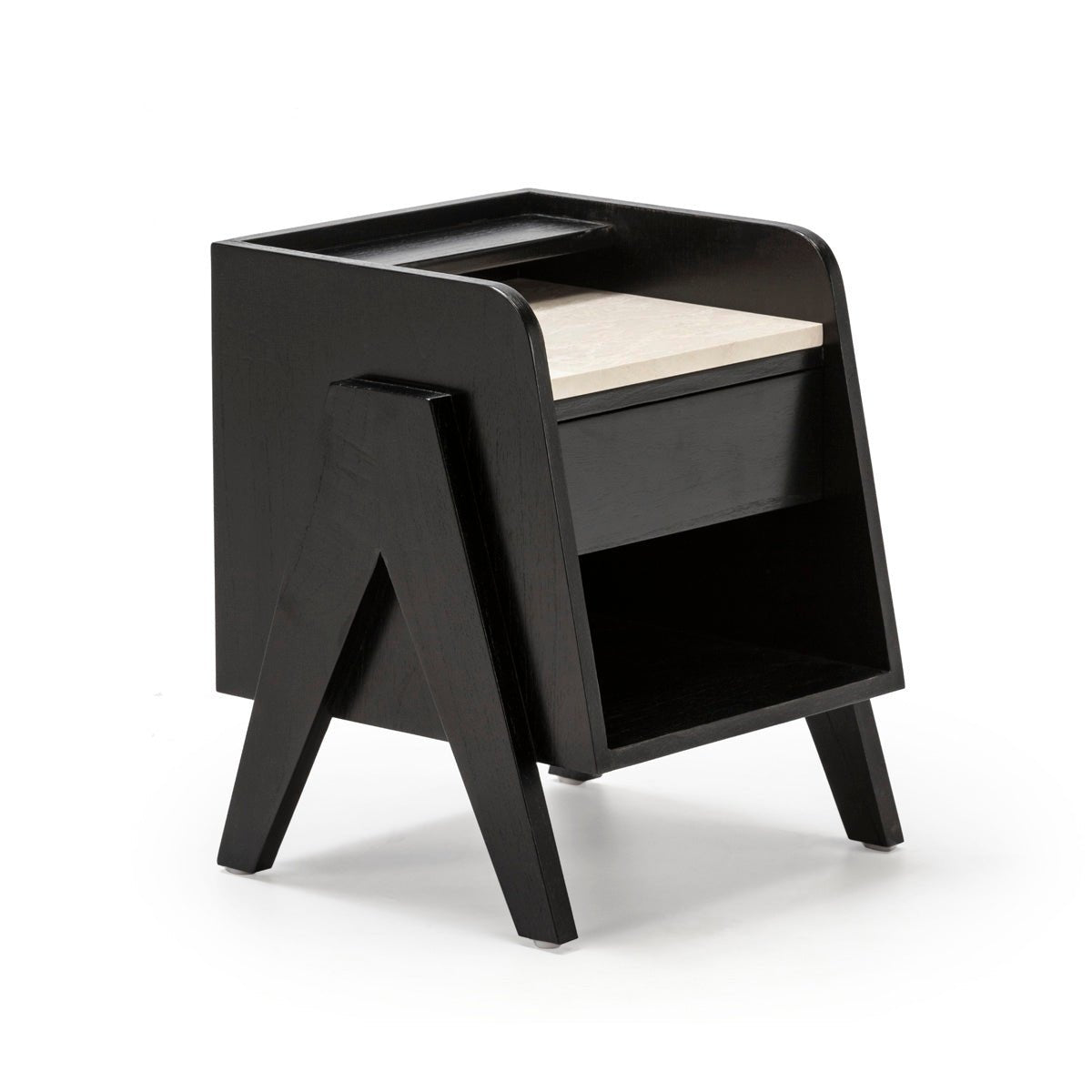 Madera Cedro and Marmol Black Bedside Table - Ideal Furniture ES