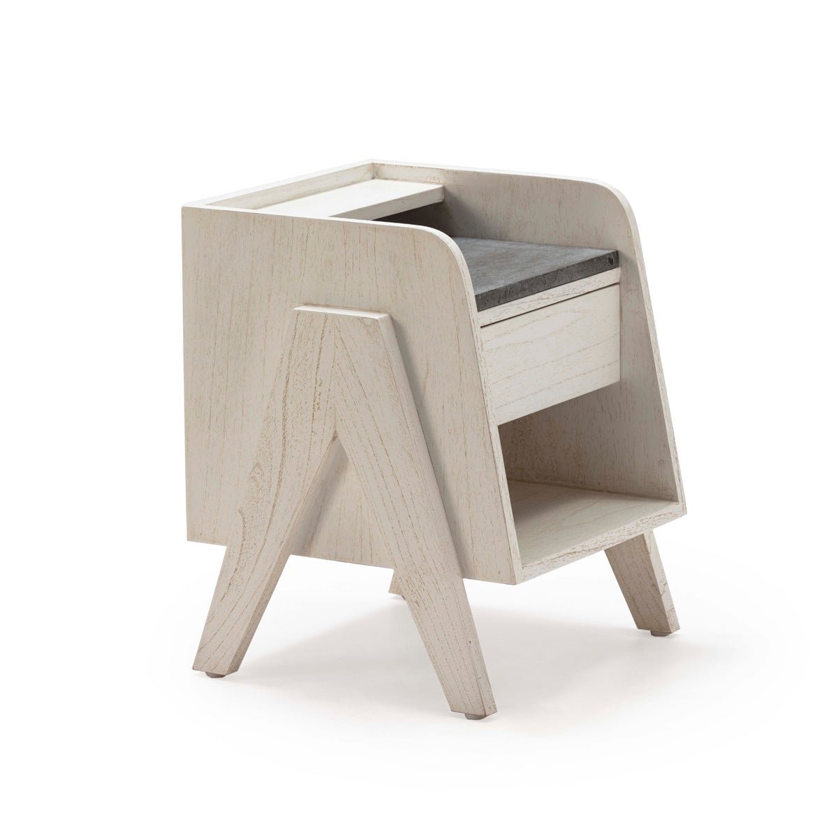 Madera Cedro White/Gris Bedside Table - Ideal Furniture ES