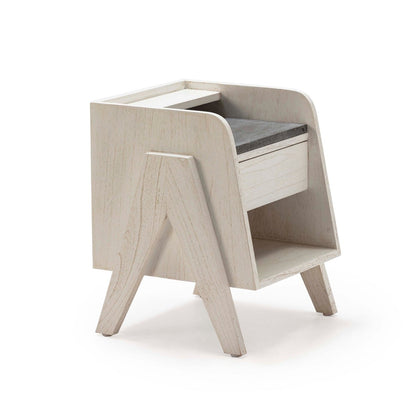 Madera Cedro White/Gris Bedside Table - Ideal Furniture ES