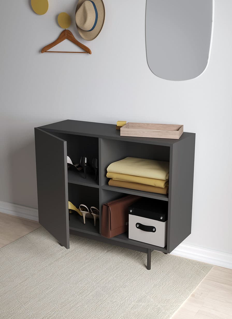 601 - 2 Black Shoe Cabinet - Ideal Furniture ES