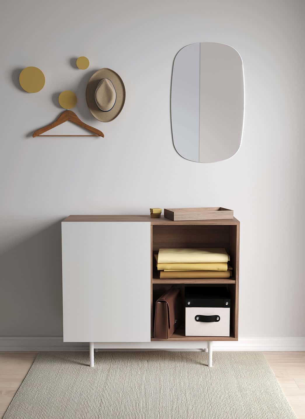 601 - 2 Nogal Shoe Cabinet - Ideal Furniture ES