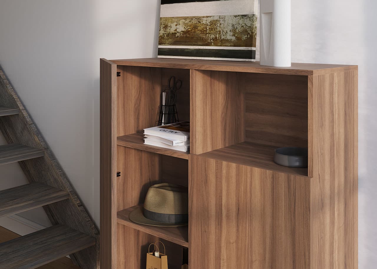 602 - 1 Nogal Shoe Cabinet - Ideal Furniture ES
