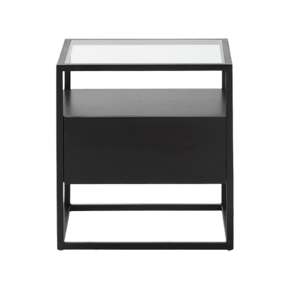 Madera Negro and Crystal Bedside Table - Ideal Furniture ES