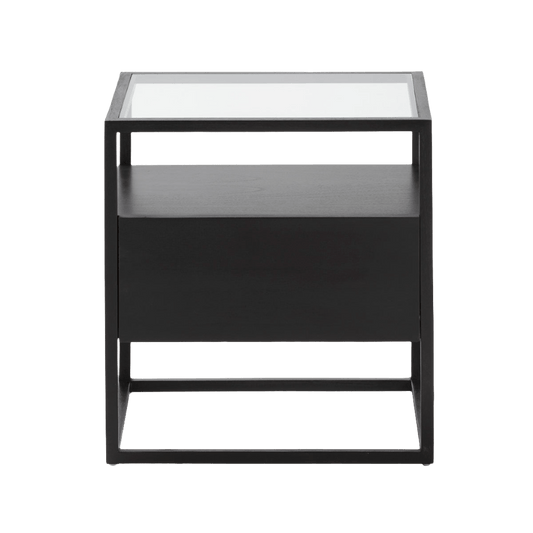 Madera Negro and Crystal Bedside Table - Ideal Furniture ES