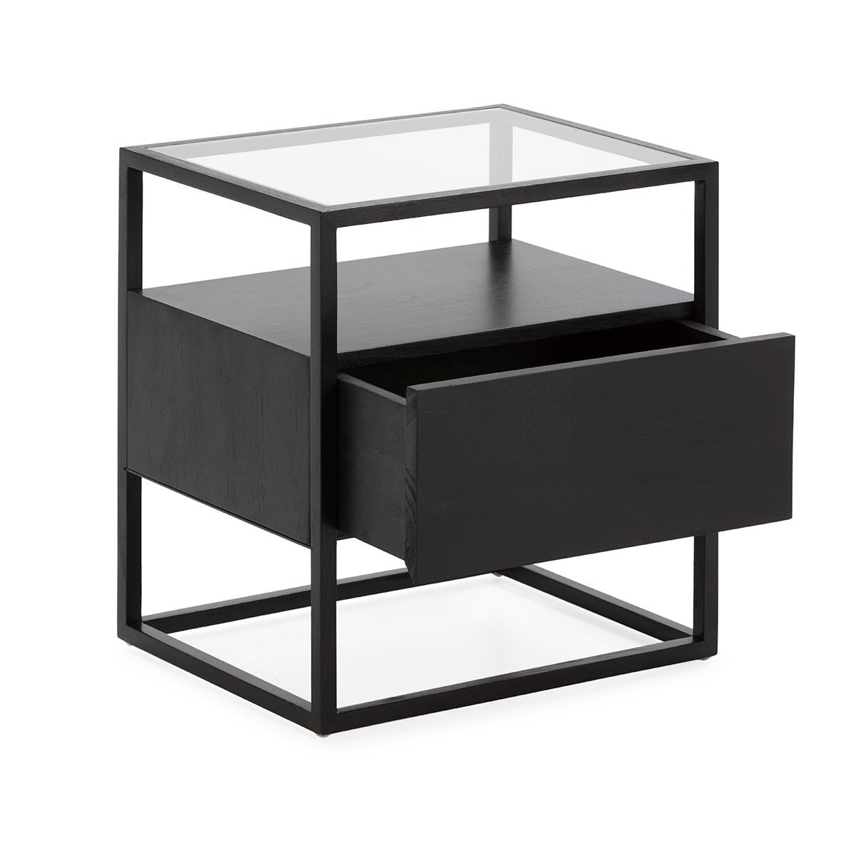 Madera Negro and Crystal Bedside Table - Ideal Furniture ES