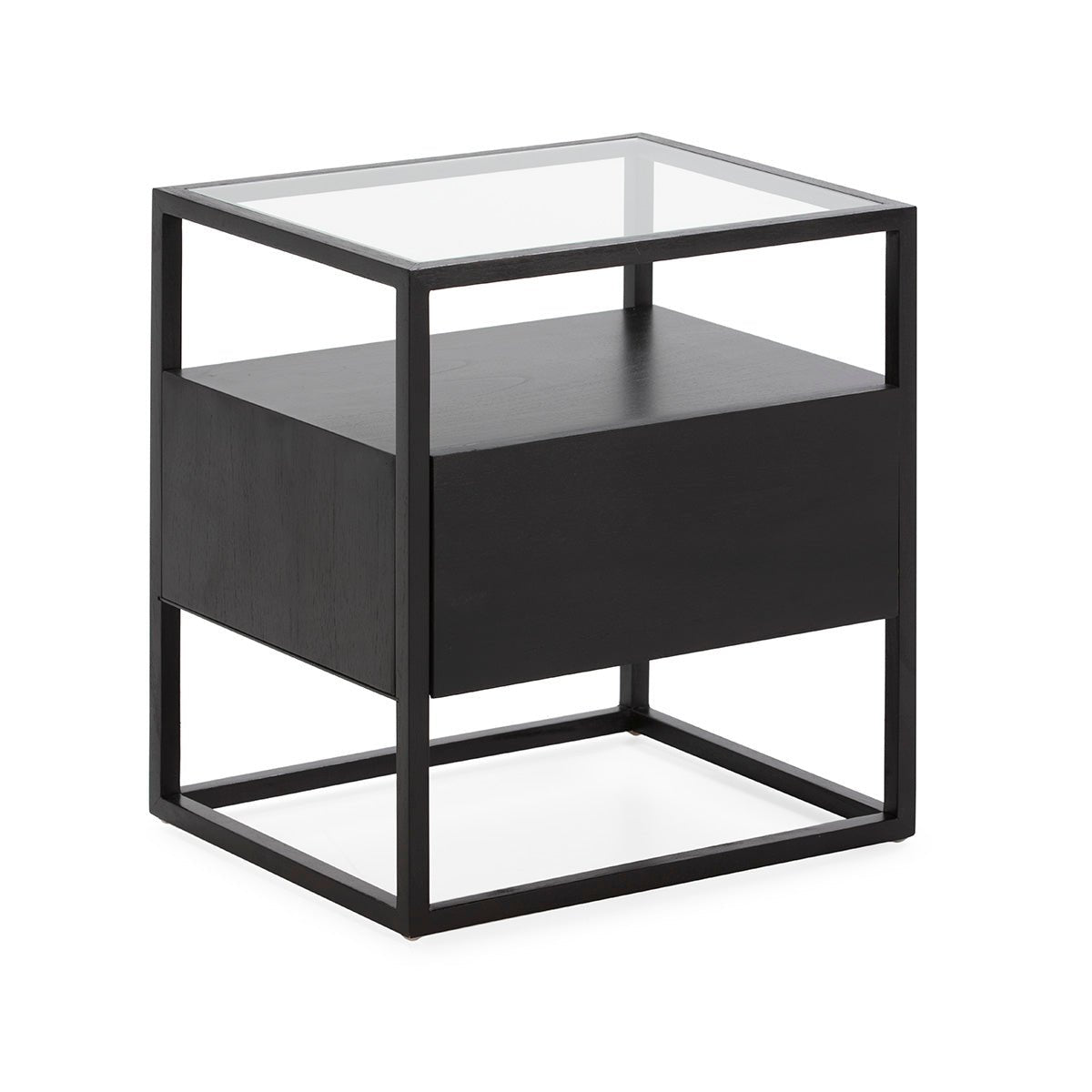 Madera Negro and Crystal Bedside Table - Ideal Furniture ES