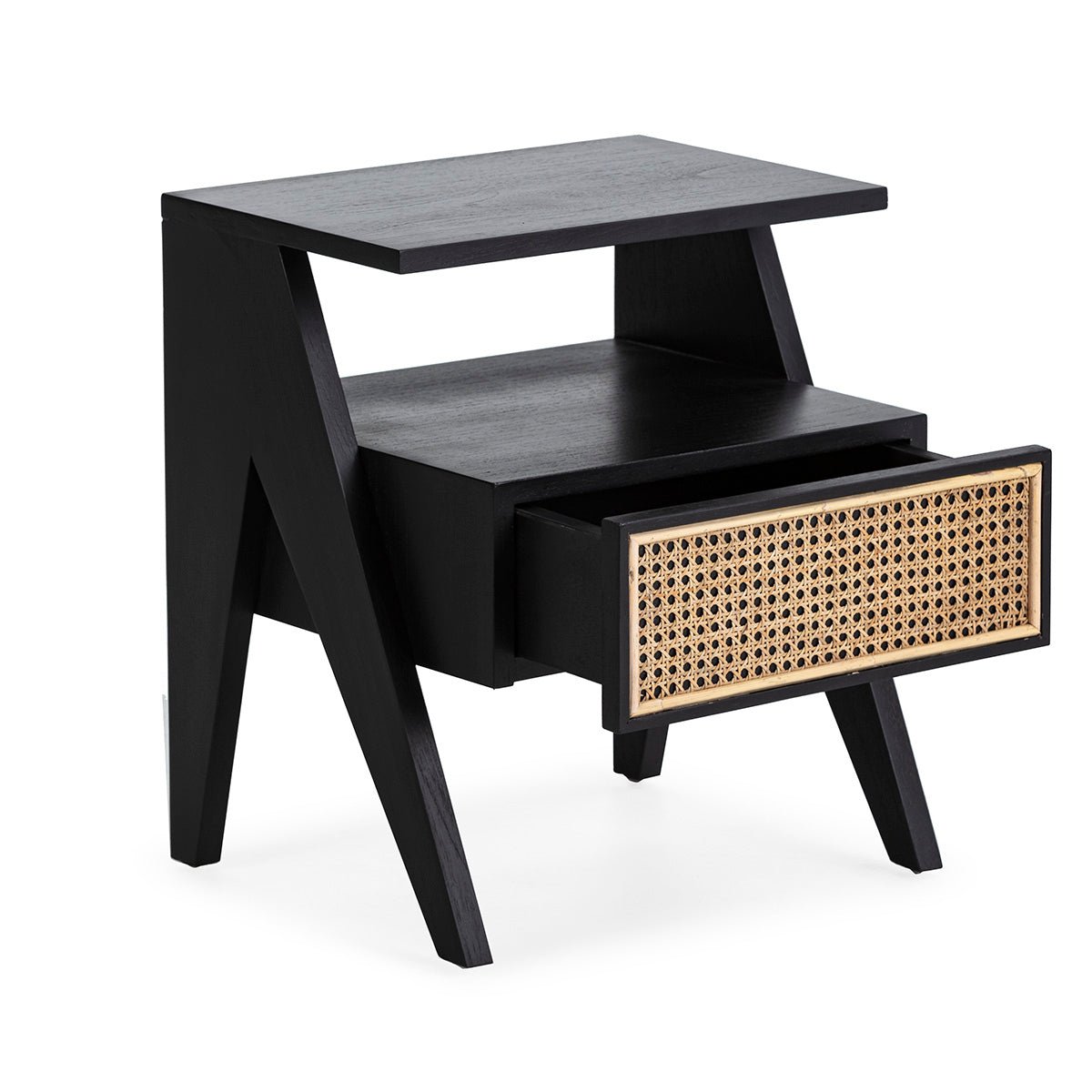 Madera Cedro Black/White Bedside Table - Ideal Furniture ES