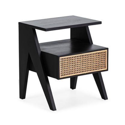 Madera Cedro Black/White Bedside Table - Ideal Furniture ES