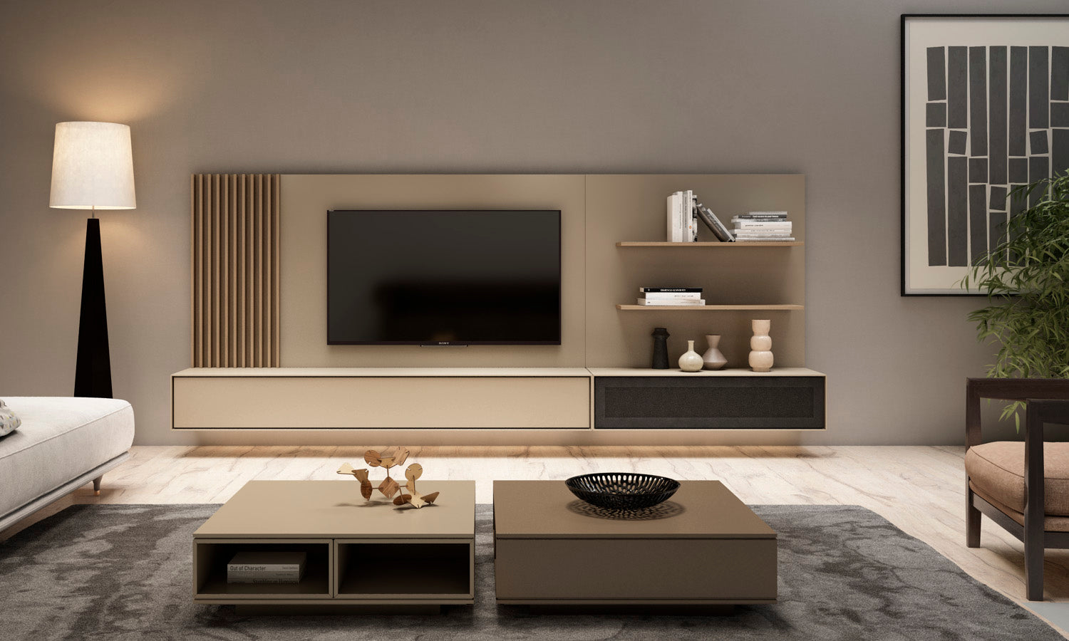 custom tv composition interior design for luxury furniture available in the edge real estate, estepona, marbella, malaga.