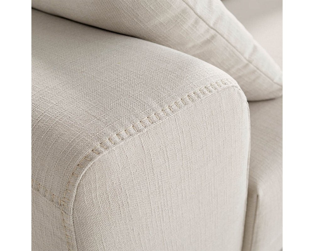 minimalist contemporary 3 seater sofa with wooden legs and thick arm wrest available in nueva andalucia, marbella, mijas, san pedro de alcantara.
