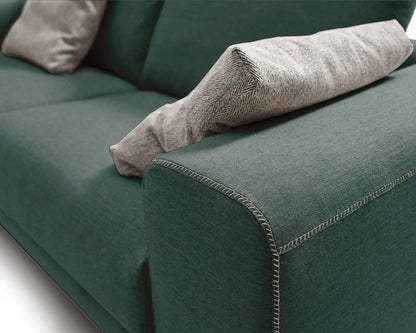 minimalist contemporary 3 seater sofa with wooden legs and thick arm wrest available in nueva andalucia, marbella, mijas, san pedro de alcantara.