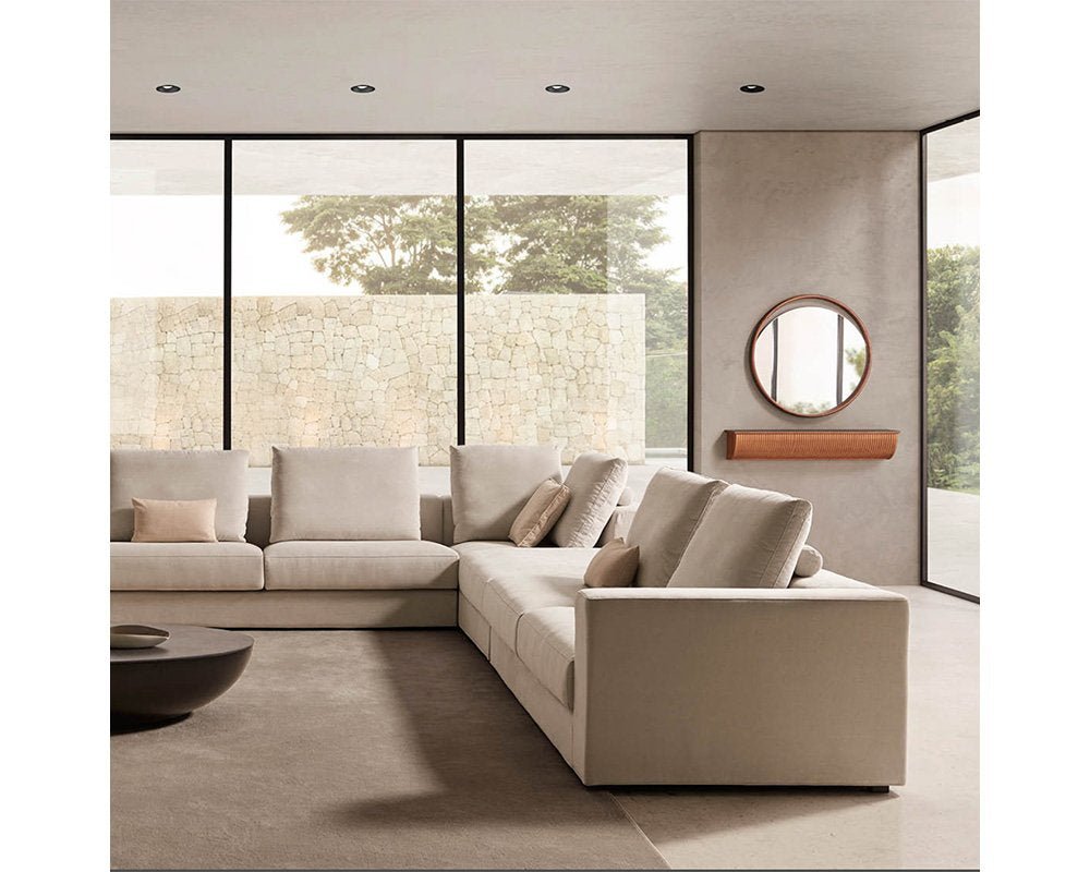 modern minimalist beige sofa without legs 3 seater available in torremolinos, estepona, marbella, bel air.