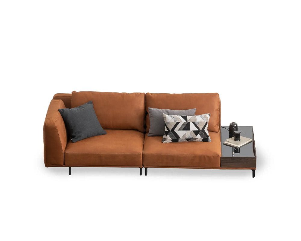 separable sofa with black legs, green fabric, modern and minimalist style furniture, avilable in marbella, estepona, torremolinos, bel air.