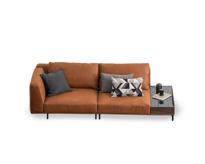 separable sofa with black legs, green fabric, modern and minimalist style furniture, avilable in marbella, estepona, torremolinos, bel air.