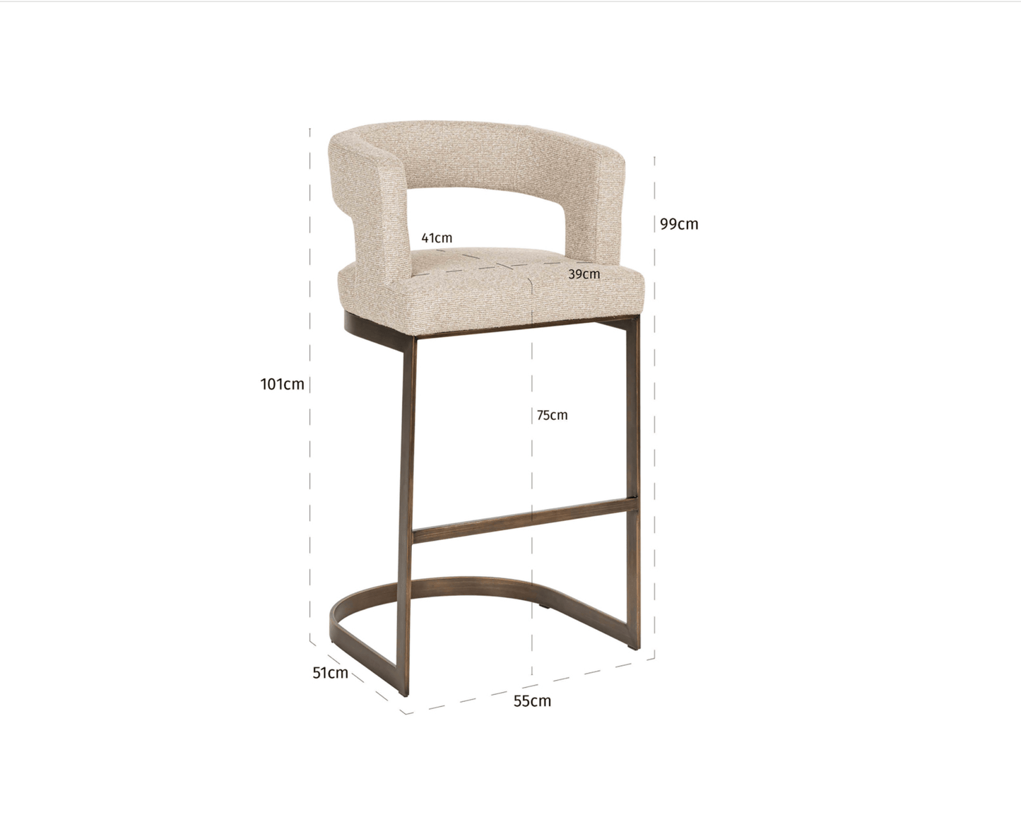 Ellis Biscotti Bar Stool - Ideal Furniture ES