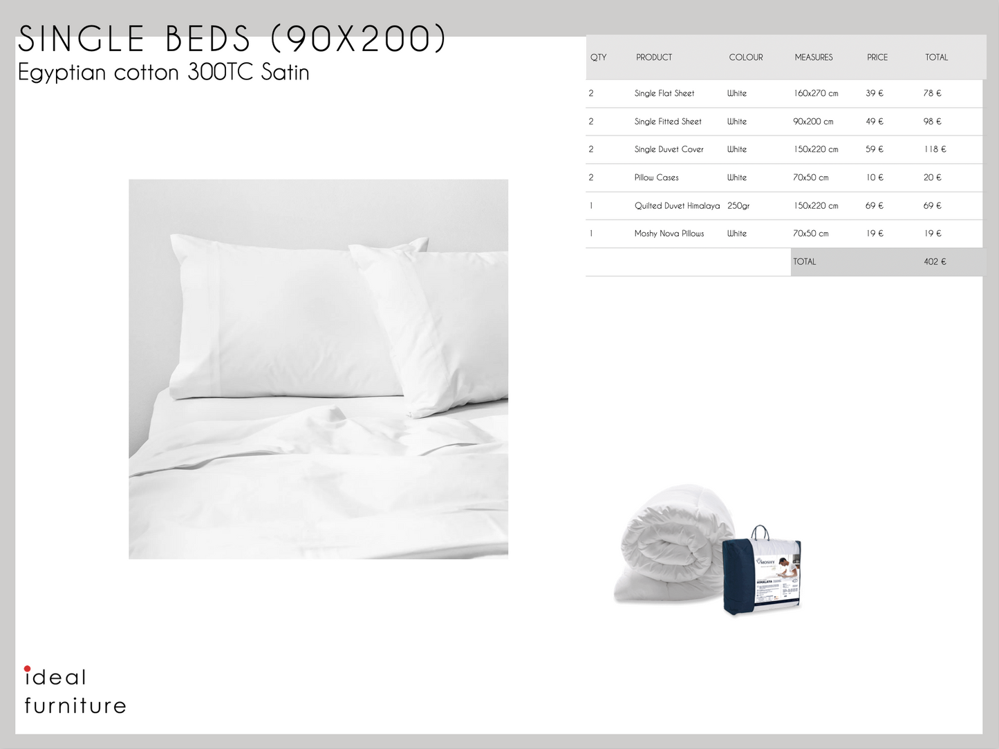 Luxury Single Bed Textiles Package