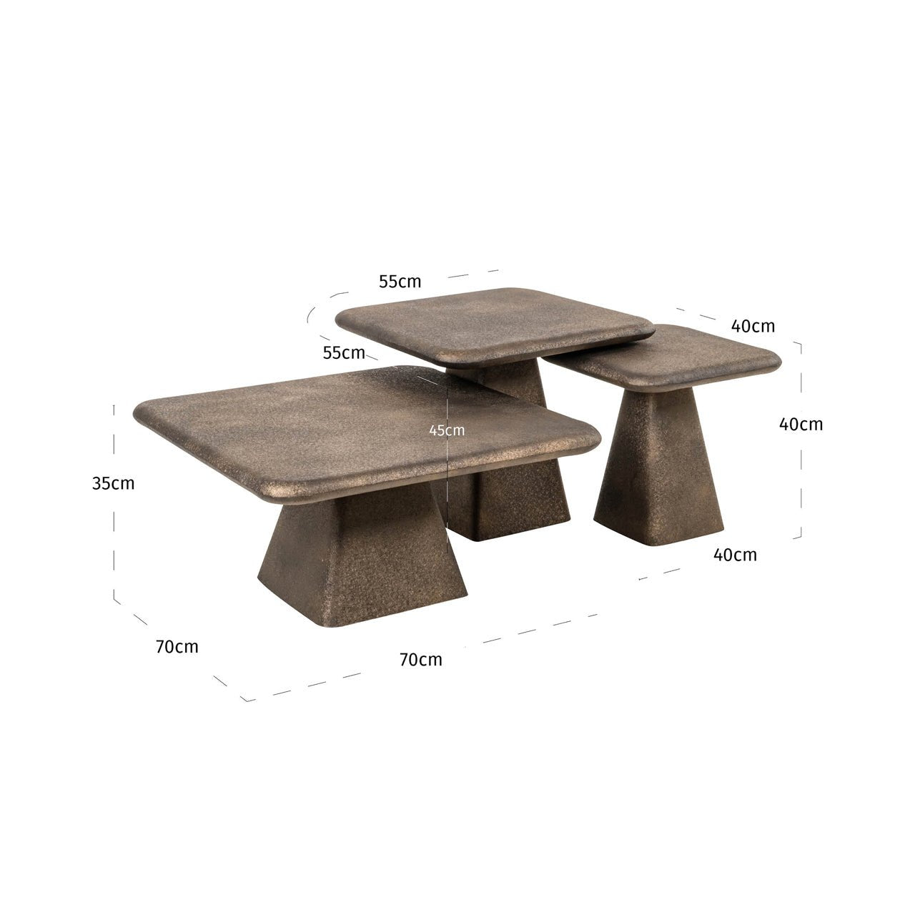 Marlie gold Coffee table (set of 3) - Ideal Furniture ES