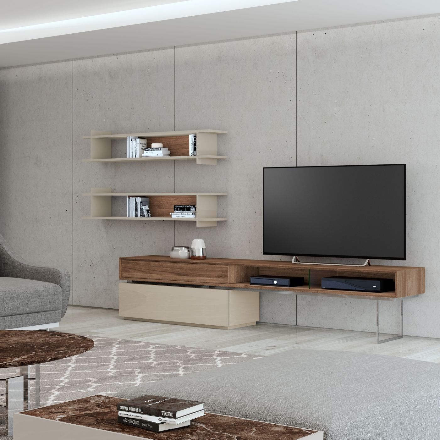Evany Stainless Steel TV Unit - Ideal Furniture ES