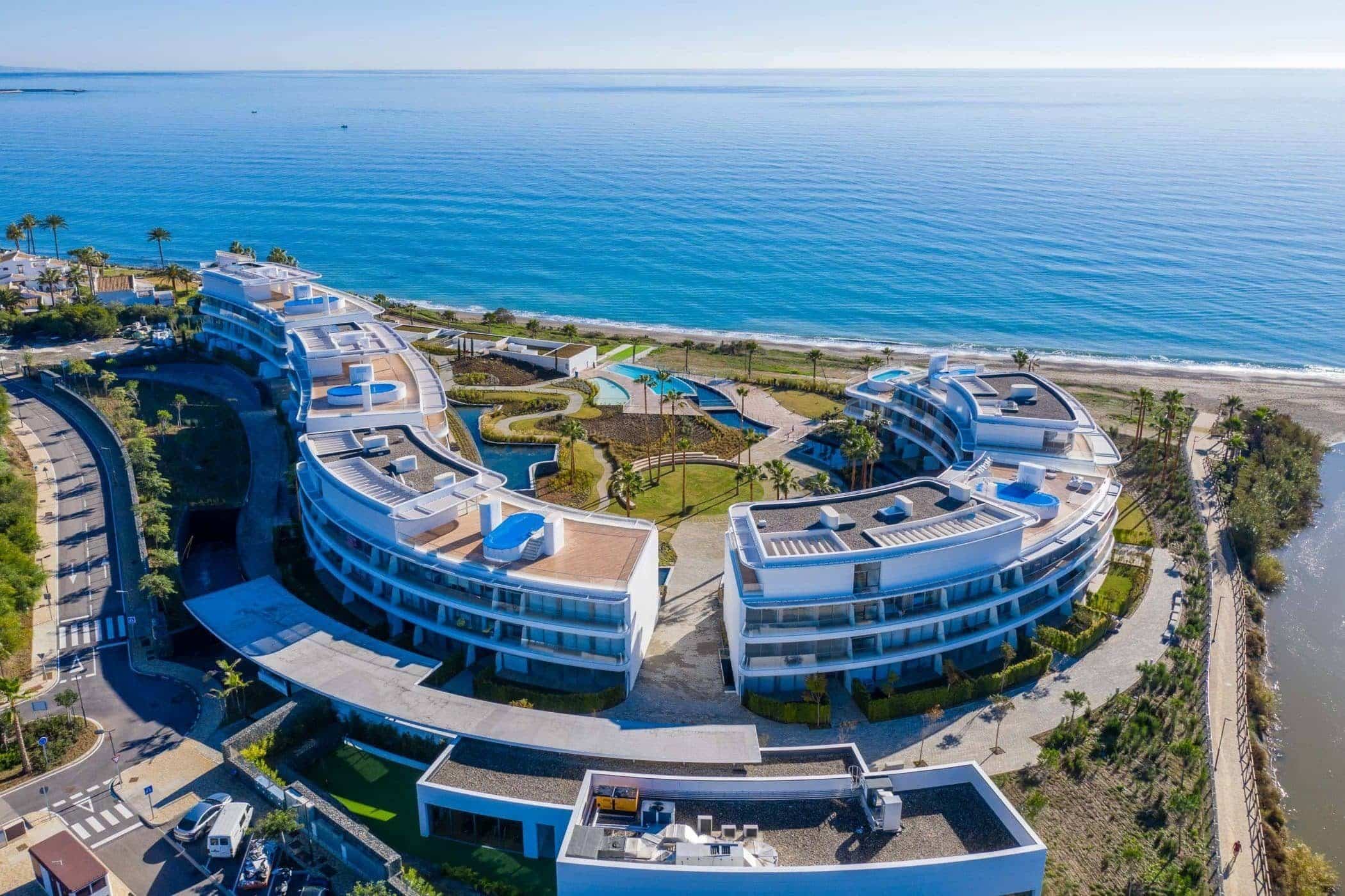 Real estate property, the edge located in estpona, marbella, malaga, interoir design services available. house apartments by the sea.